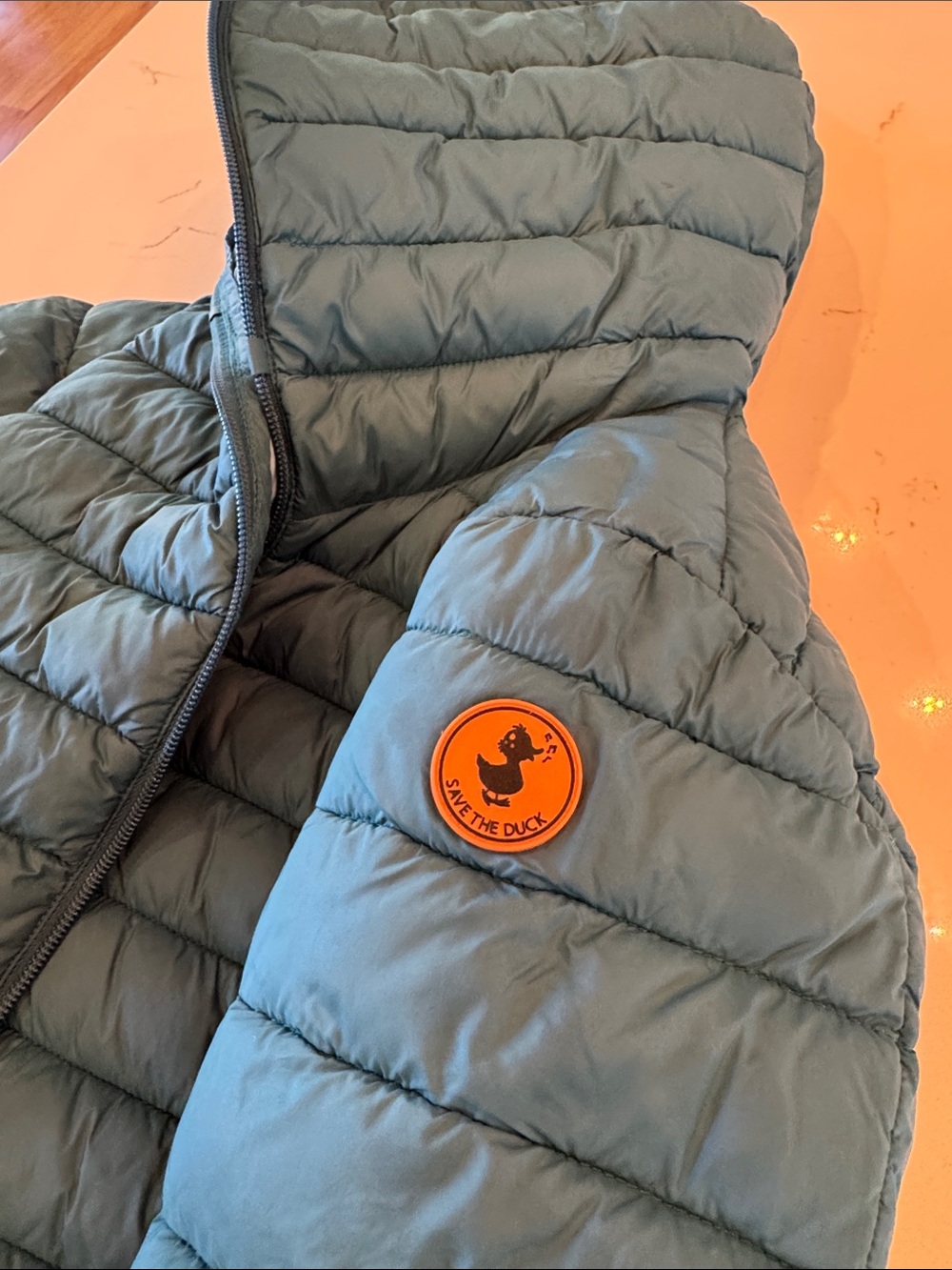 SAVE THE DUCK Kids Teal Blue Hooded Puffer Jacket